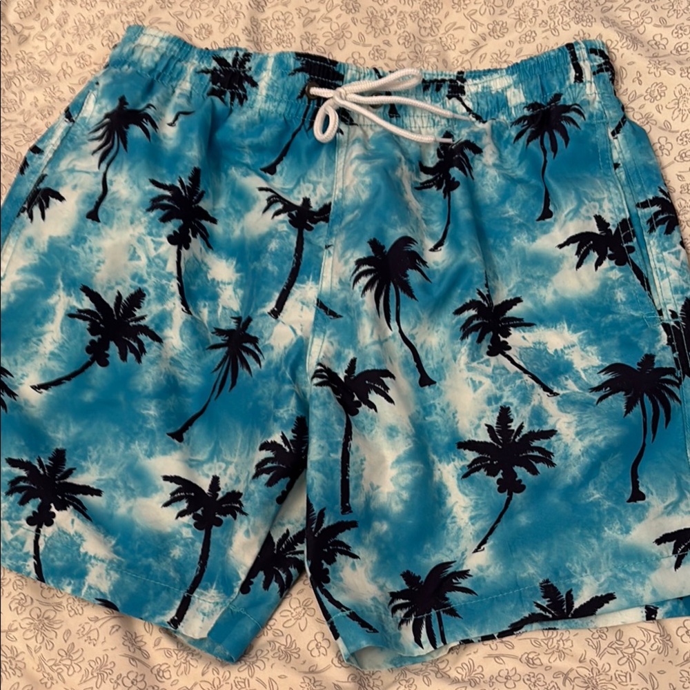 Blue Palm Tree Swim Shorts